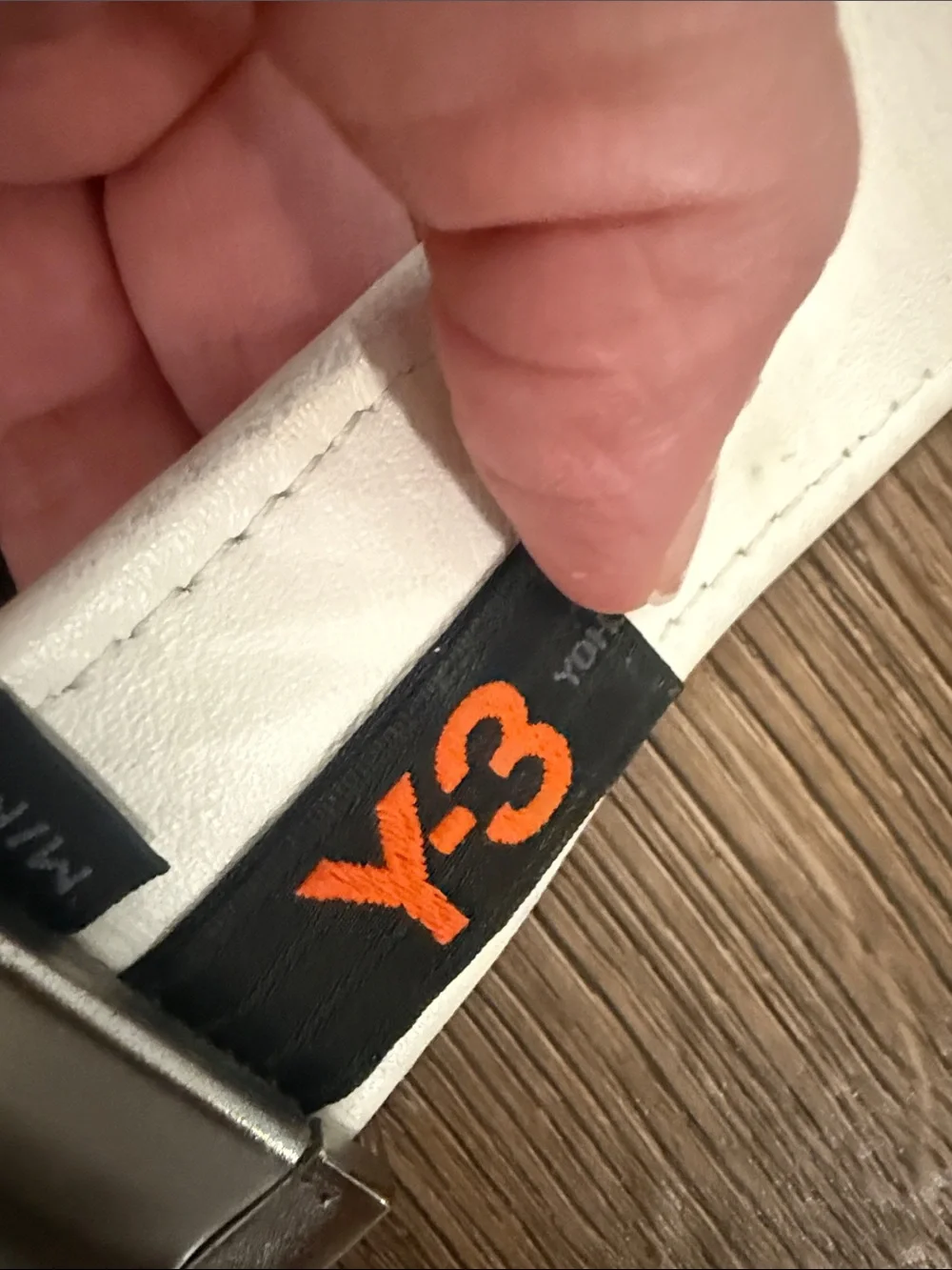 Adidas Yohji Yamamoto Y-3 White Leather Belt Brushed Silver Bar Buckle Medium